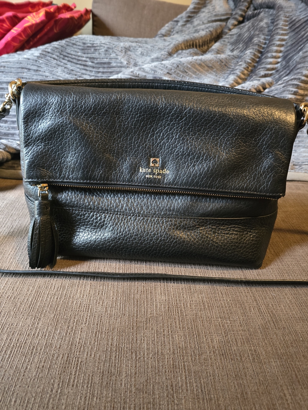 kate spade black leather crossbody bag